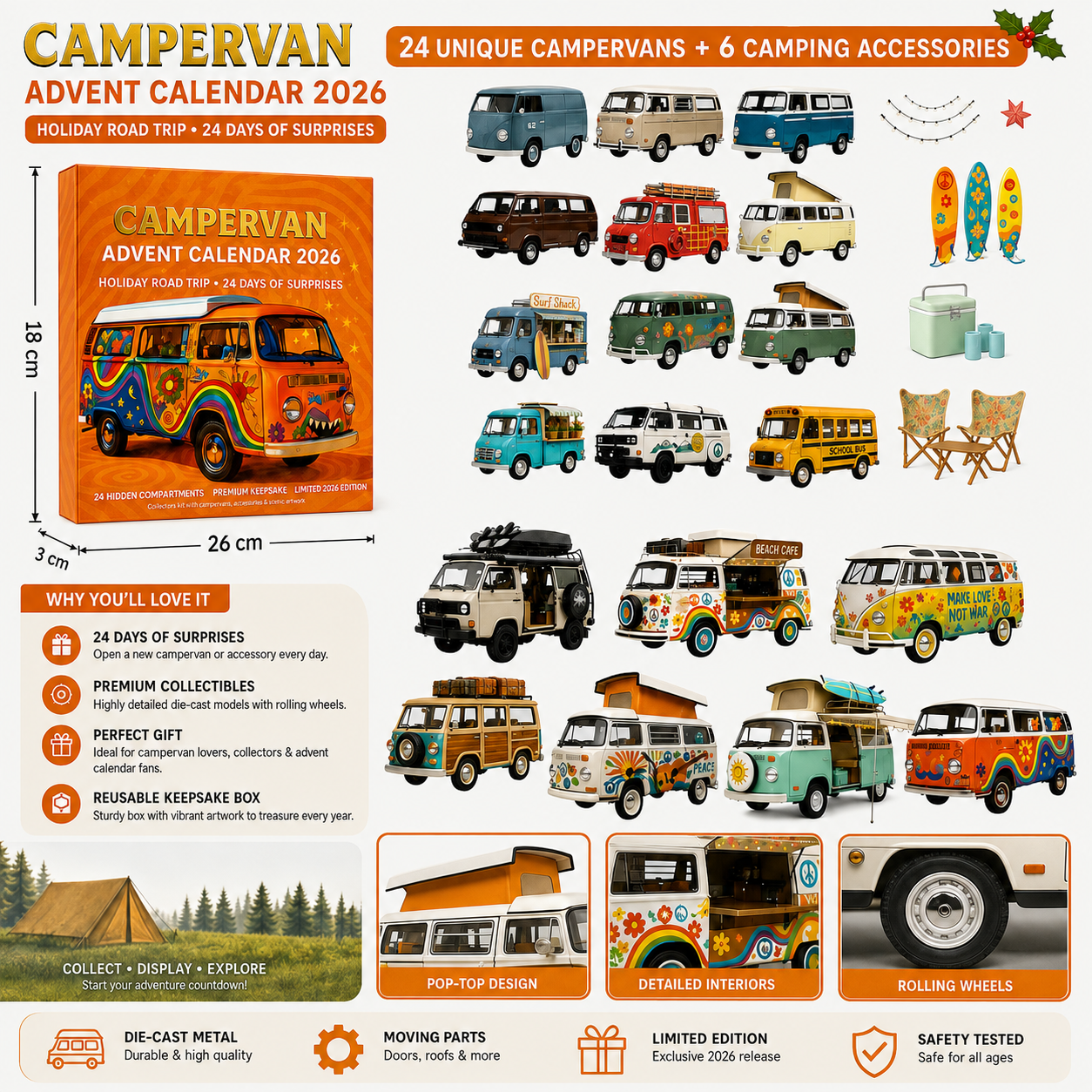 ⏰Free Shipping Today🚐2026 Campervan Advent Calendar