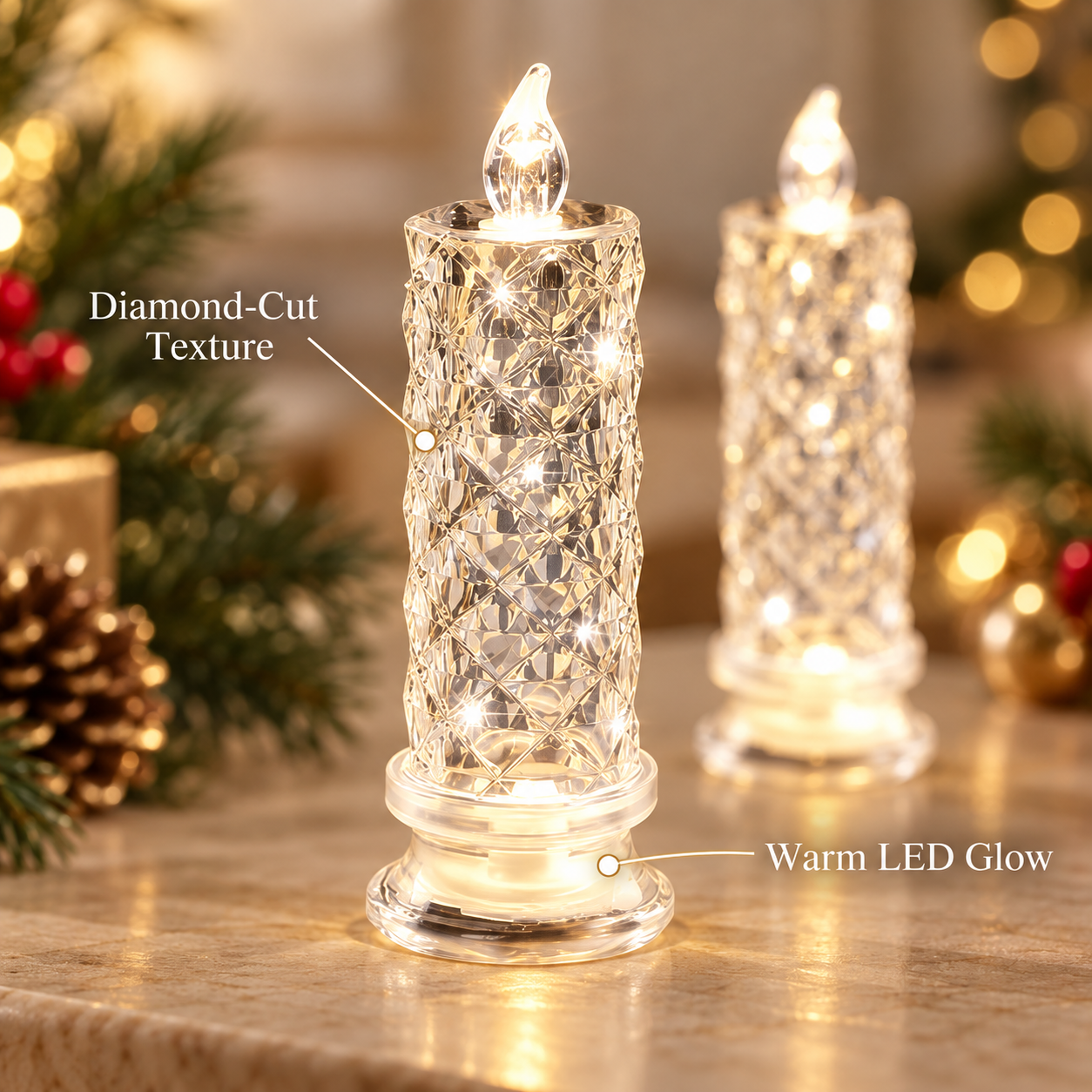 ✨🕯️✨ Crystal Glow LED Flameless Candle Light 🌈Battery Operated