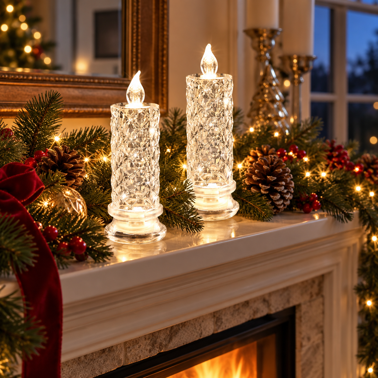✨🕯️✨ Crystal Glow LED Flameless Candle Light 🌈Battery Operated