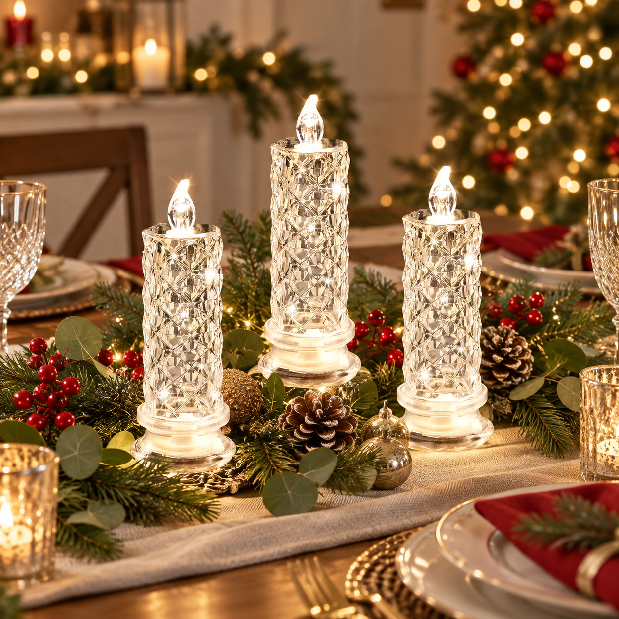 ✨🕯️✨ Crystal Glow LED Flameless Candle Light 🌈Battery Operated