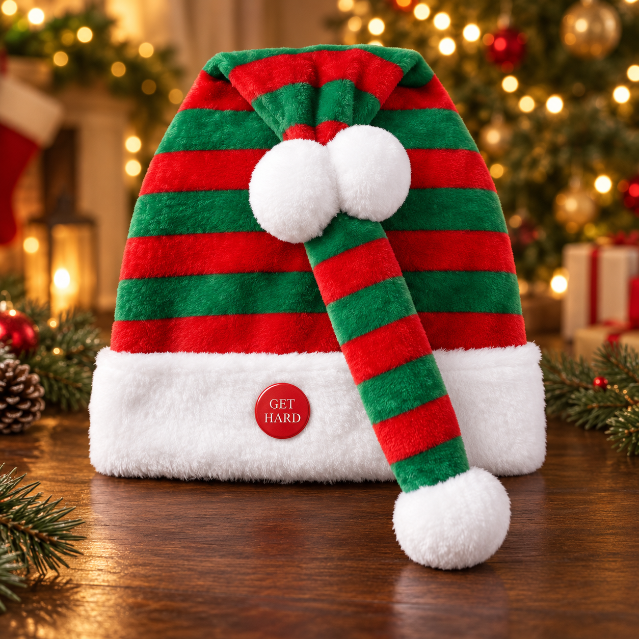 🎅 Funny “GET HARD” Christmas Santa Hat for Adults