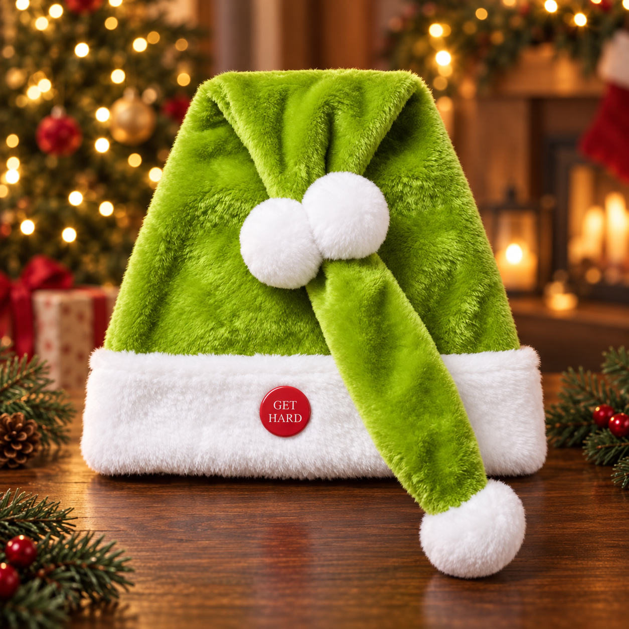 🎅 Funny “GET HARD” Christmas Santa Hat for Adults