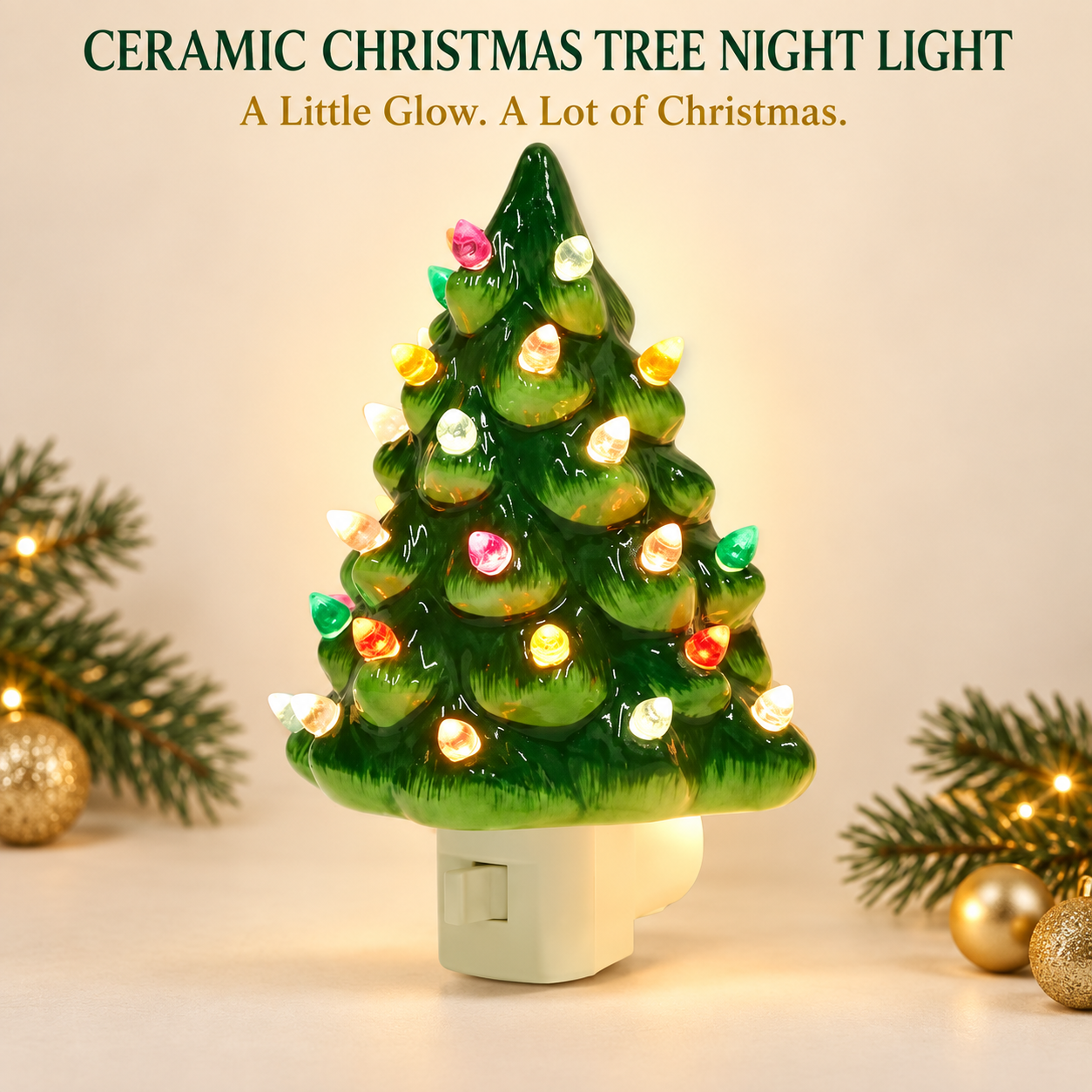 🎄 Ceramic Christmas Tree Plug-In Night Light
