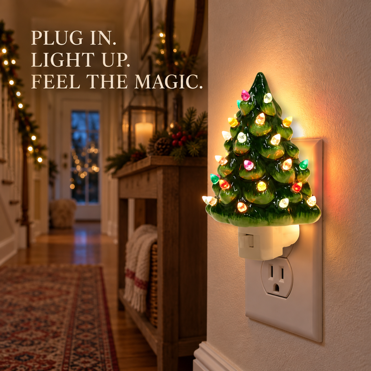 🎄 Ceramic Christmas Tree Plug-In Night Light