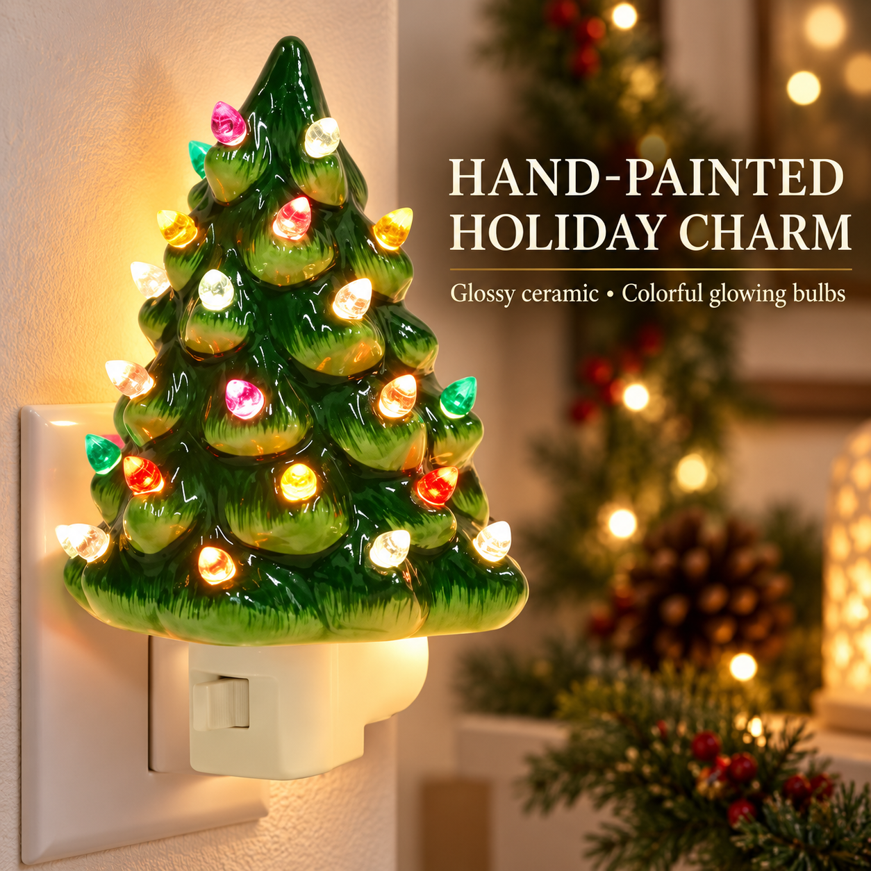 🎄 Ceramic Christmas Tree Plug-In Night Light