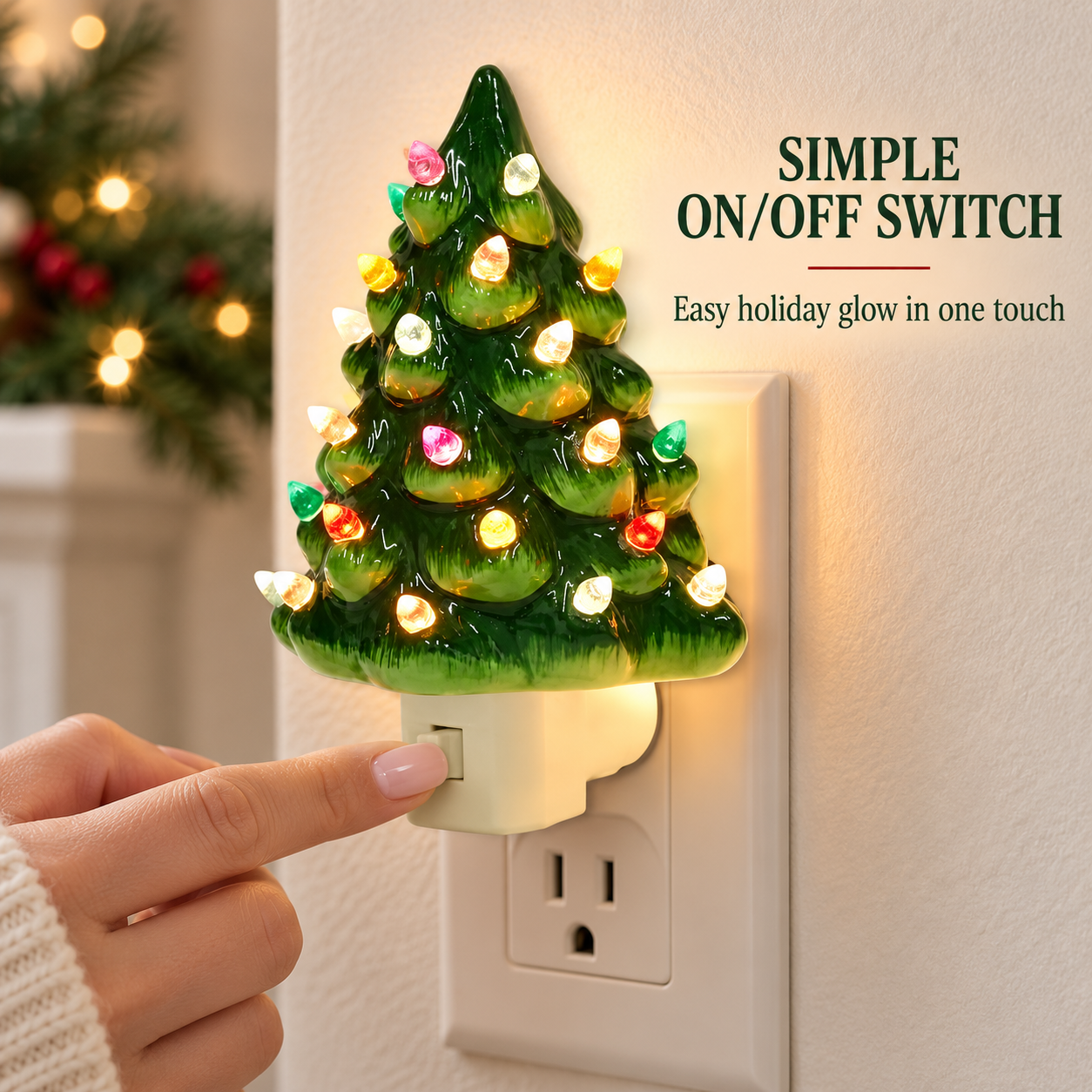 🎄 Ceramic Christmas Tree Plug-In Night Light