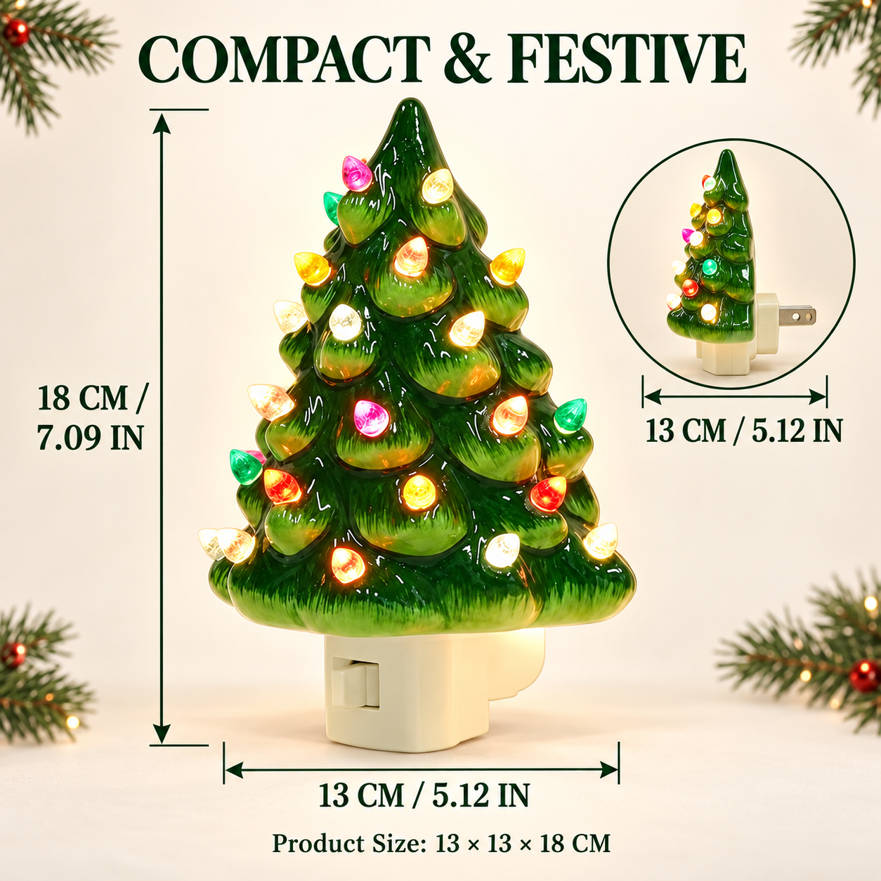 🎄 Ceramic Christmas Tree Plug-In Night Light