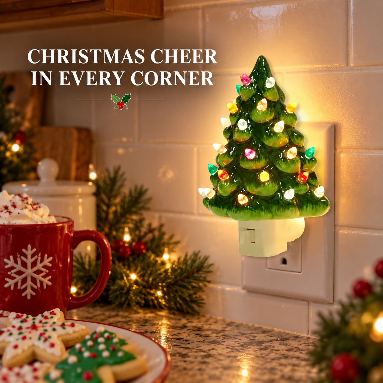 🎄 Ceramic Christmas Tree Plug-In Night Light