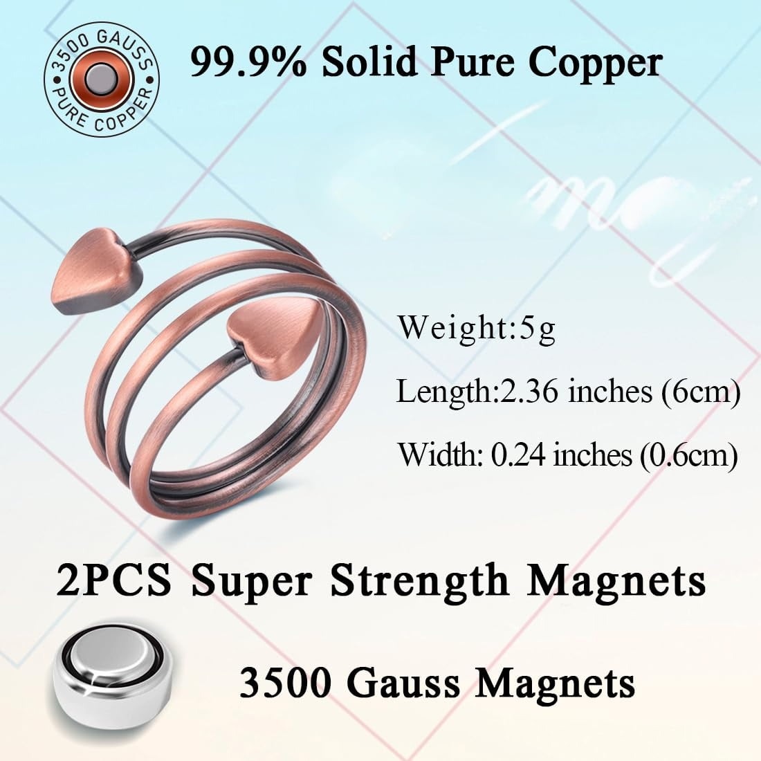 2Pcs Copper Magnetic Ring