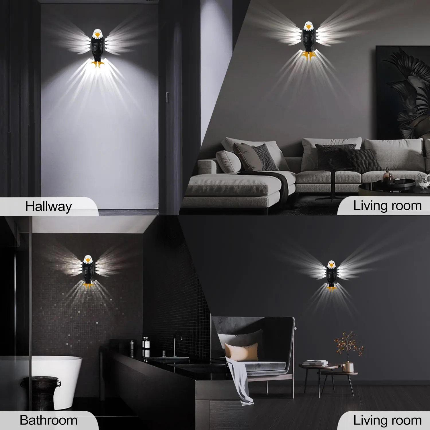 Last Day 49% OFF🔥Eagle Wall Light LED Magnetic Night Lamp No Drill Easy Install USB
