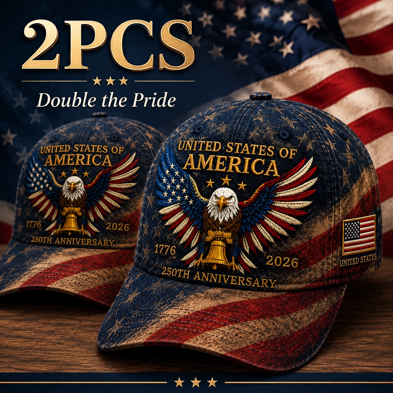 🎉Patriotic 4th of July ❤️ 🇺🇸 Premium Crafted USA 250th Anniversary Patriotic Eagle Cap