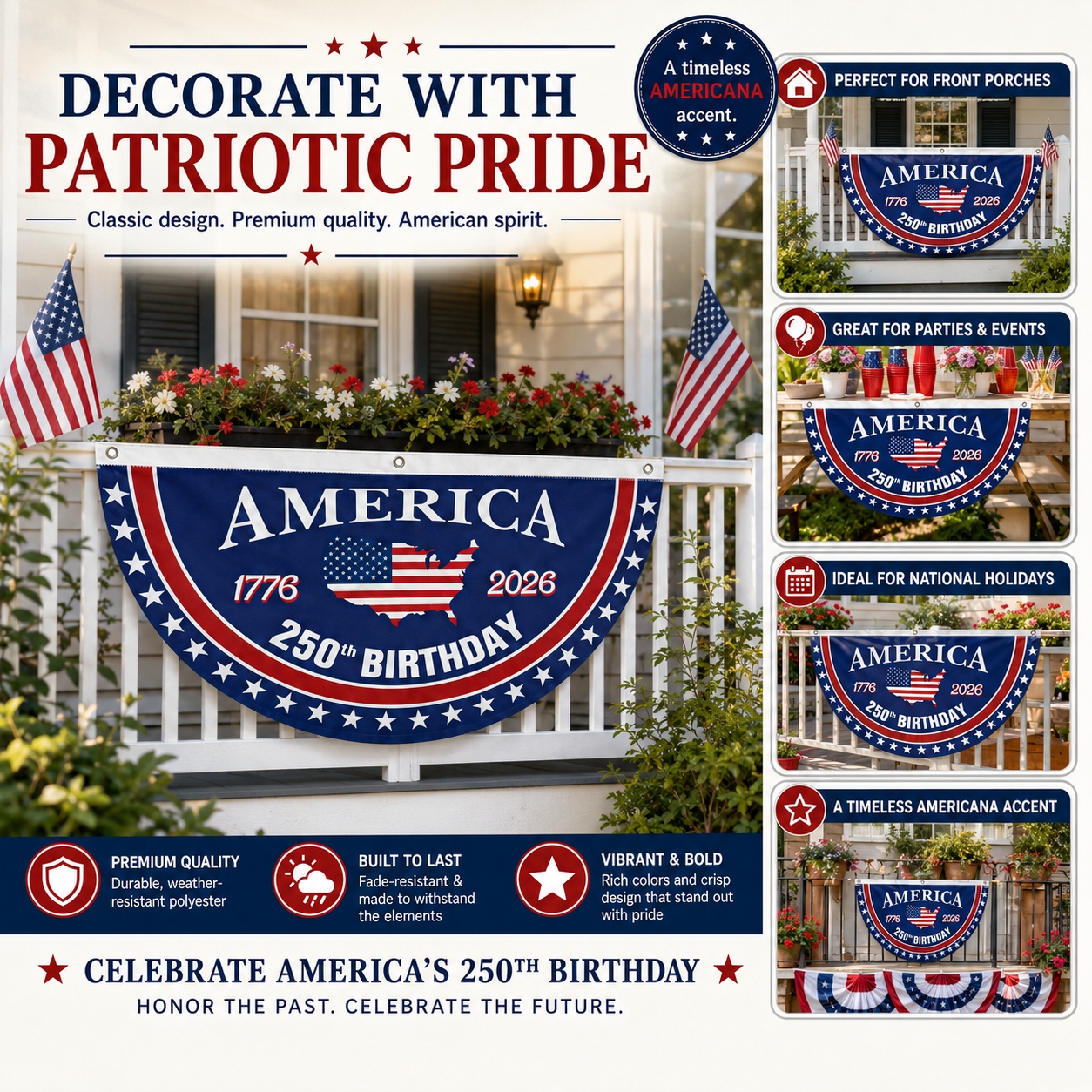 🎉4th July Flash 60% OFF ⭐ USA 250 YEARS COMMEMORATIVE BUNTING