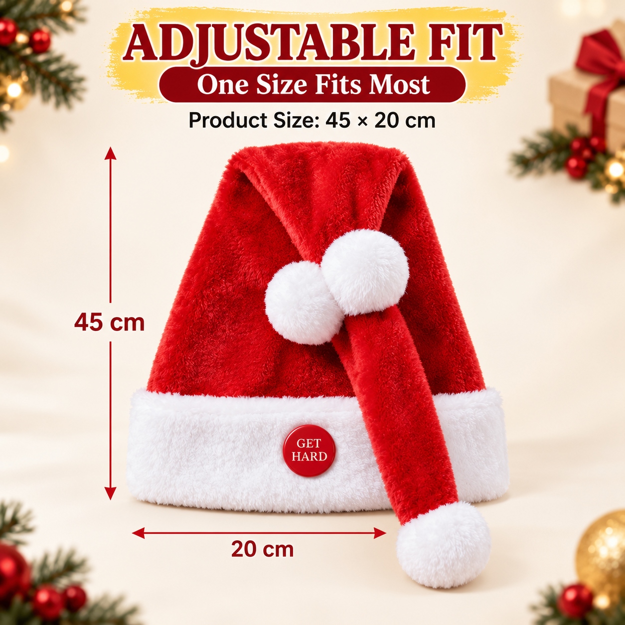 🎅 Funny “GET HARD” Christmas Santa Hat for Adults