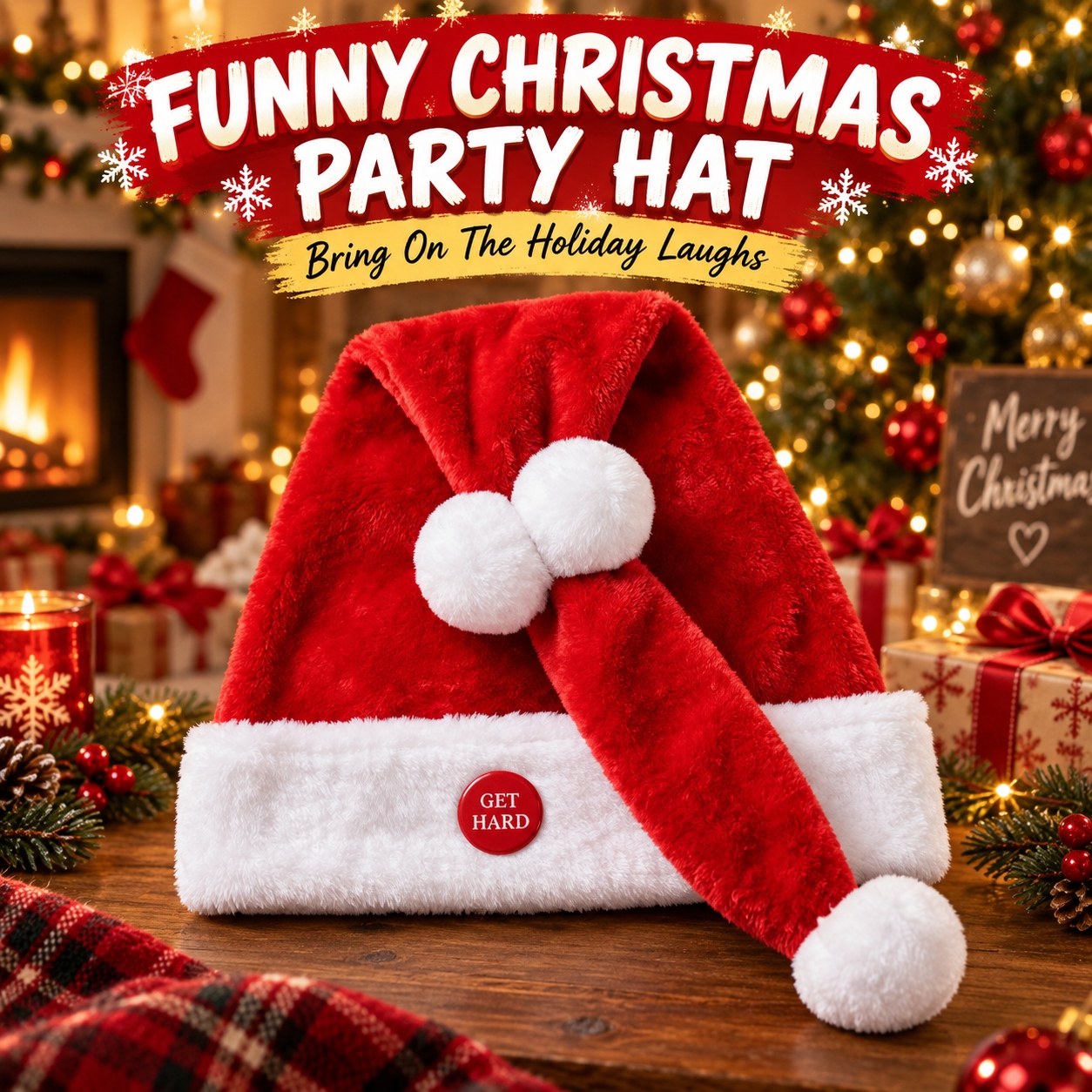 🎅 Funny “GET HARD” Christmas Santa Hat for Adults