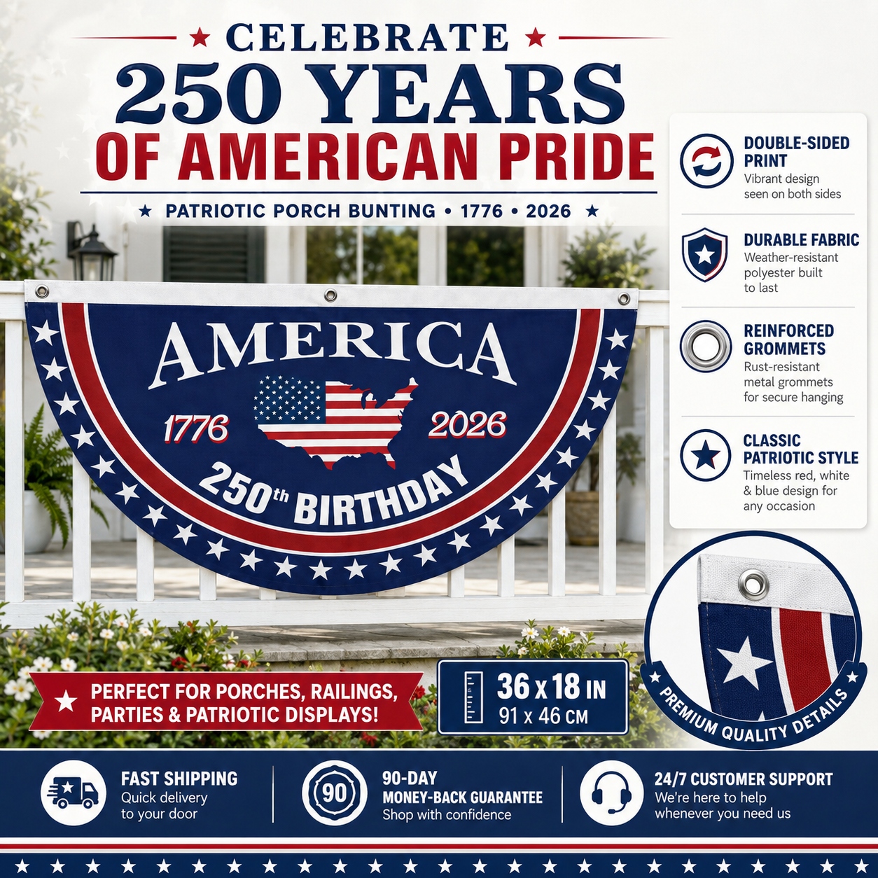 🎉4th July Flash 60% OFF ⭐ USA 250 YEARS COMMEMORATIVE BUNTING