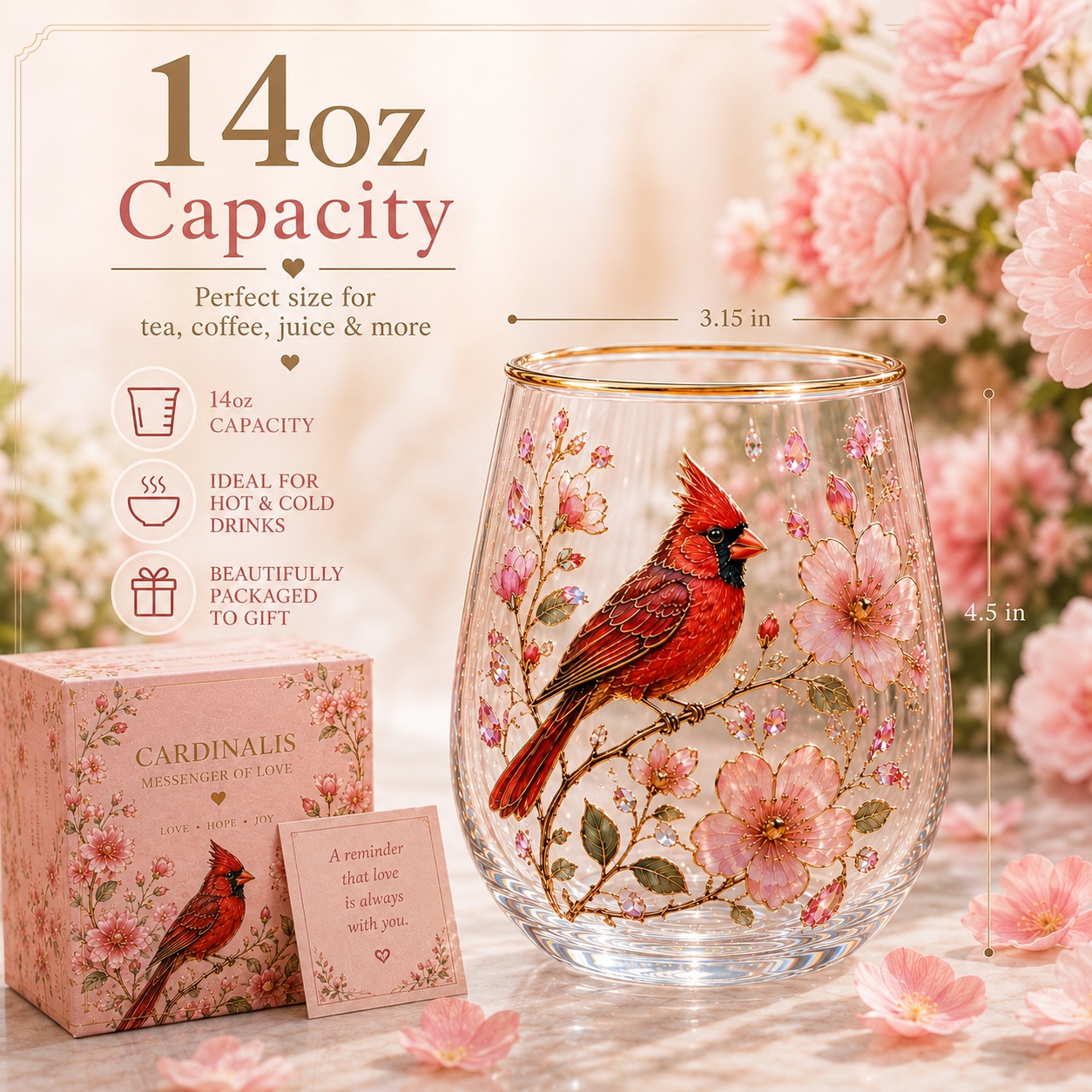 🌸Limited Edition 2026 Cardinalis Morning Bliss Glass Tea Cup☕