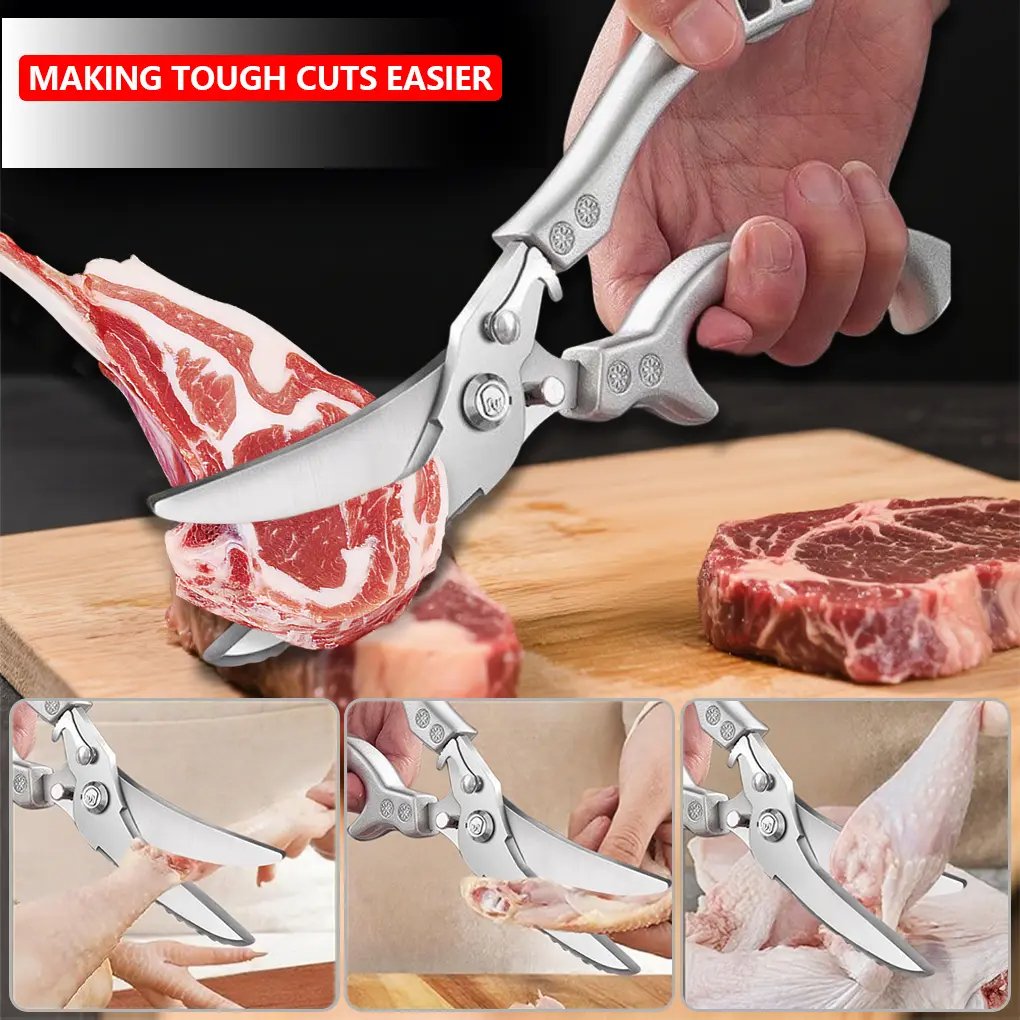 🔥Hot Sale🔥🔪Professional Heavy-Duty Kitchen Shears with Slip Handle & Safety Lock