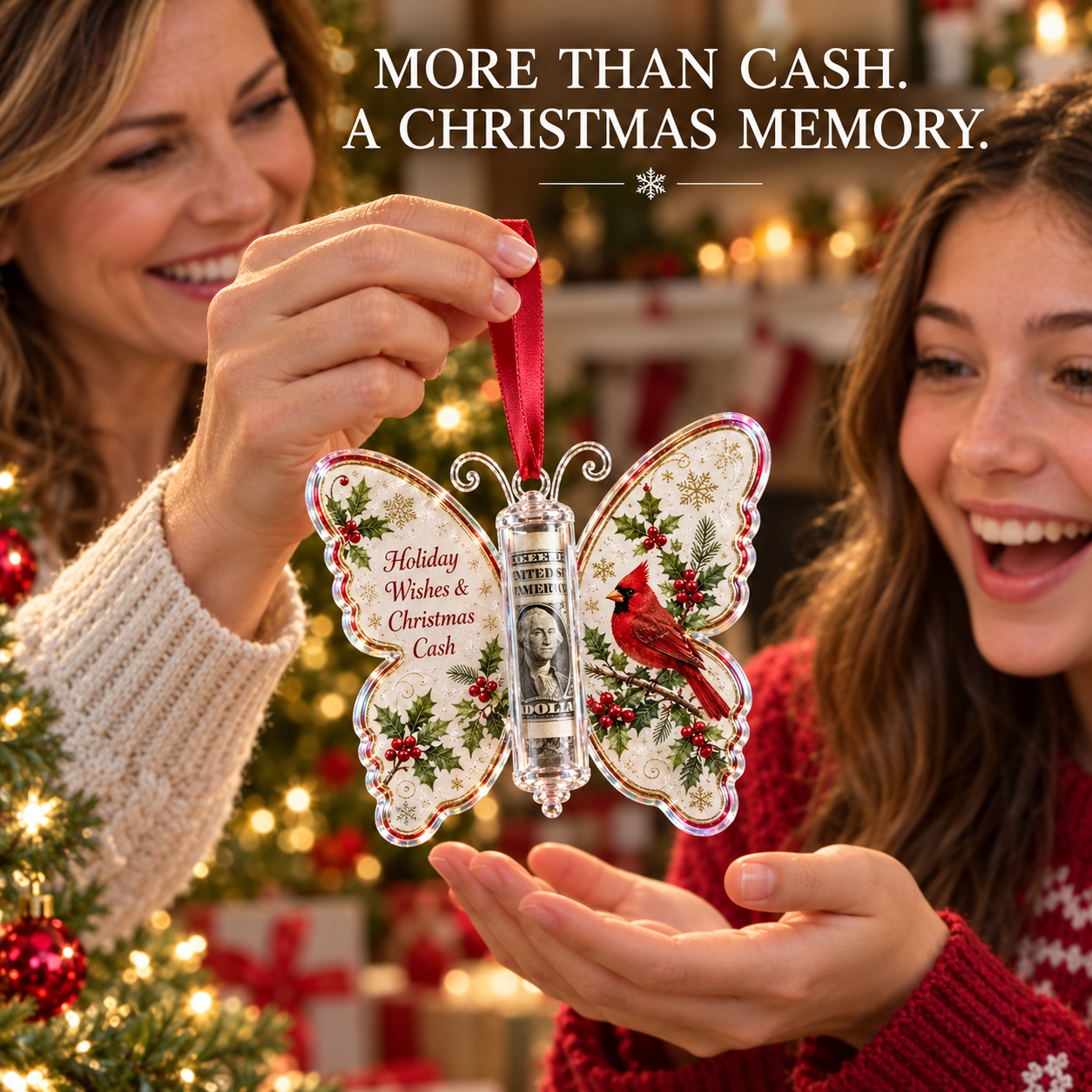 🦋💵 Christmas Cash Gift Butterfly Ornament – Holiday Money Holder Keepsake 🎄✨