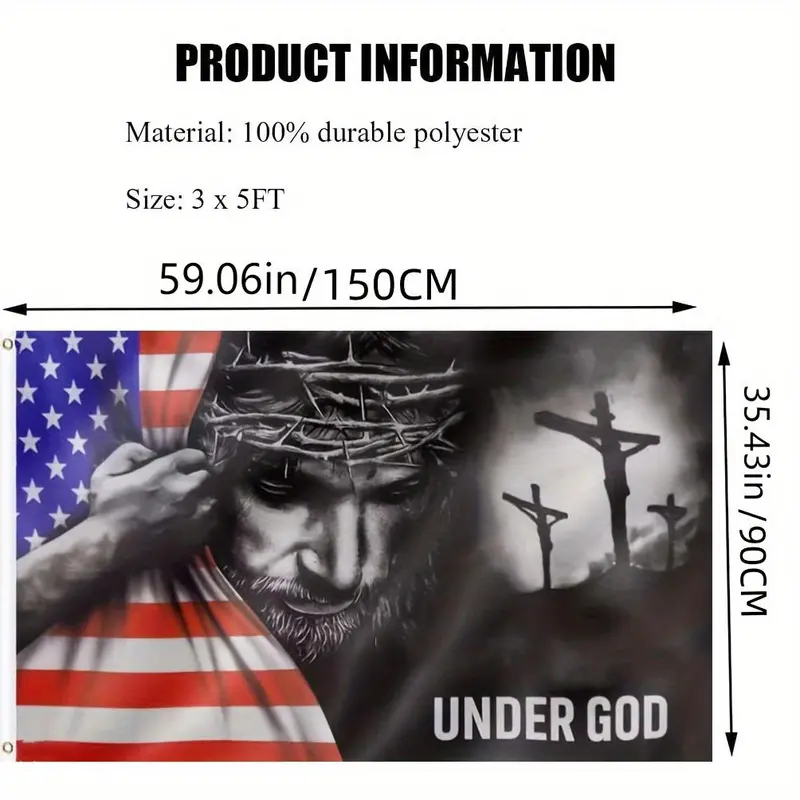 One Nation Under God Jesus Flag - Patriotic Grommet Flag Gift for Faithful Hearts & Home Decor