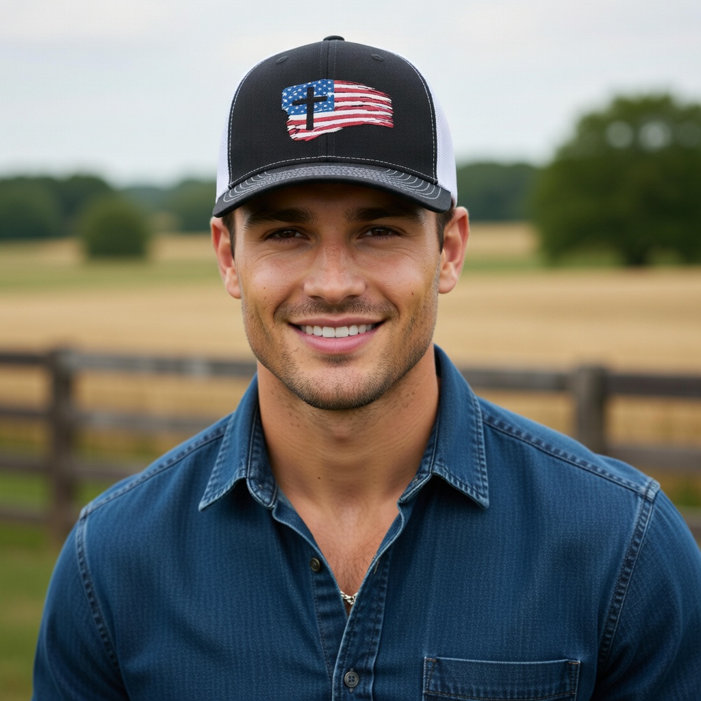 🇺🇸 Faith & Freedom Cross American Flag Hat