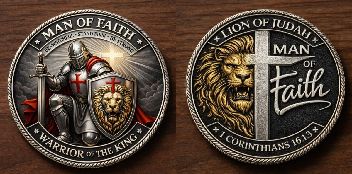 🦁Man of Faith – Warrior of the King Challenge Coin