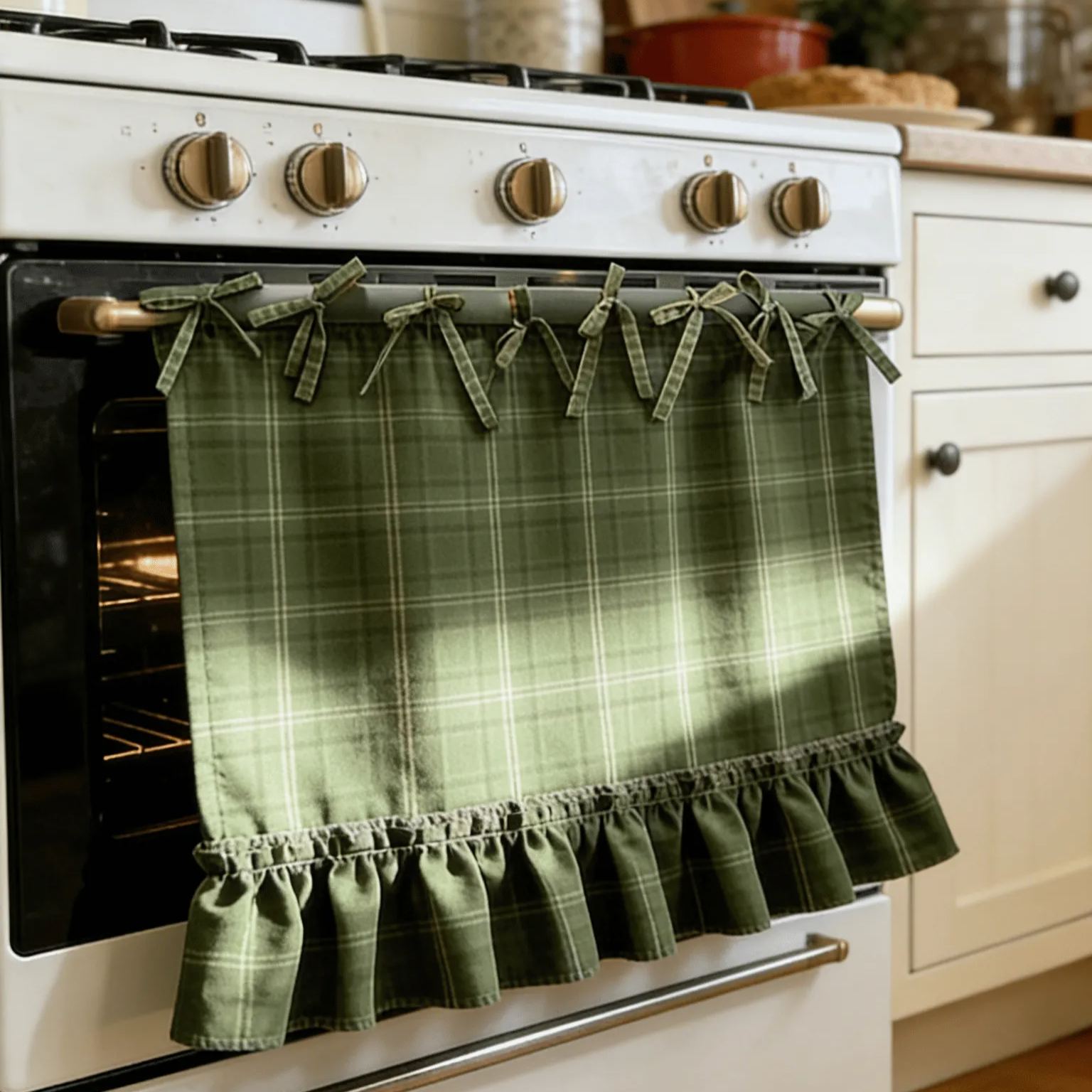 🧺 Handmade Oven Skirts | Farmhouse Kitchen Décor🔒 Heat-Resistant | 🎀 Effortless Install | ✨ Hide Clutter & Elevate Style