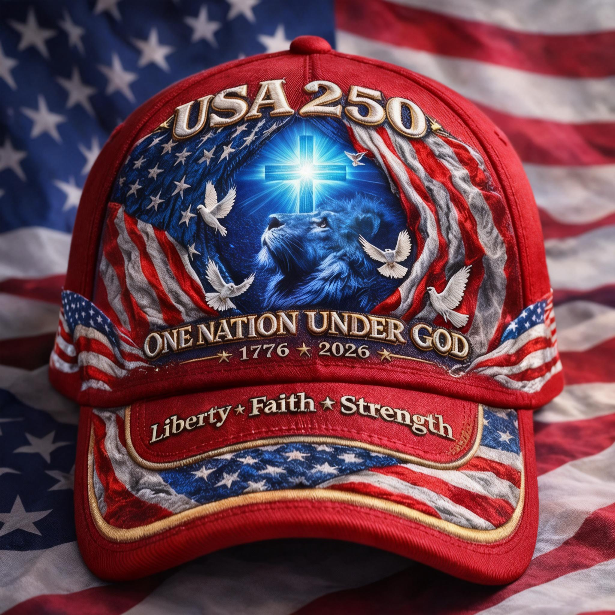 🇺🇸 USA 250 – One Nation Under God Patriotic Heritage Cap