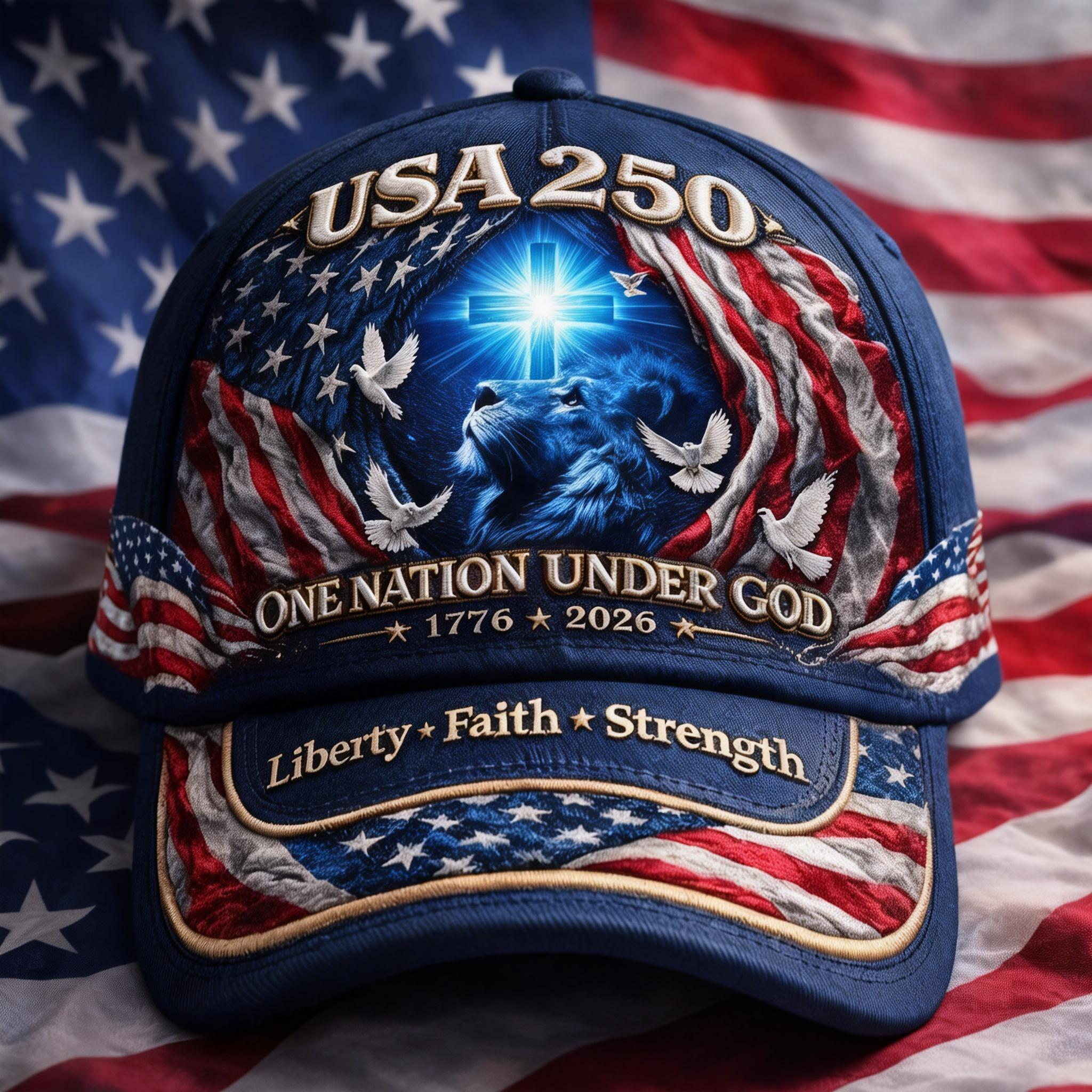 🇺🇸 USA 250 – One Nation Under God Patriotic Heritage Cap