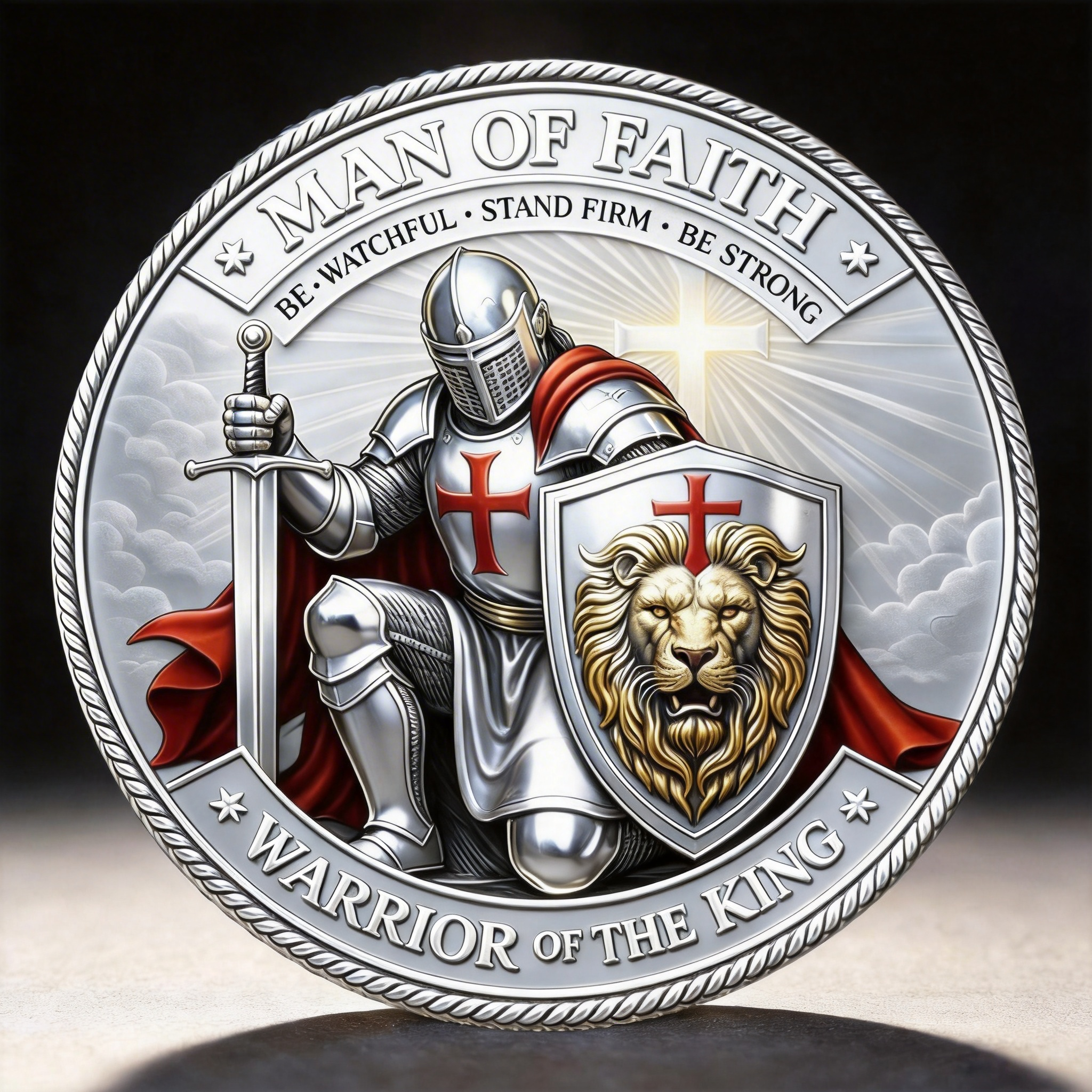 🦁Man of Faith – Warrior of the King Challenge Coin