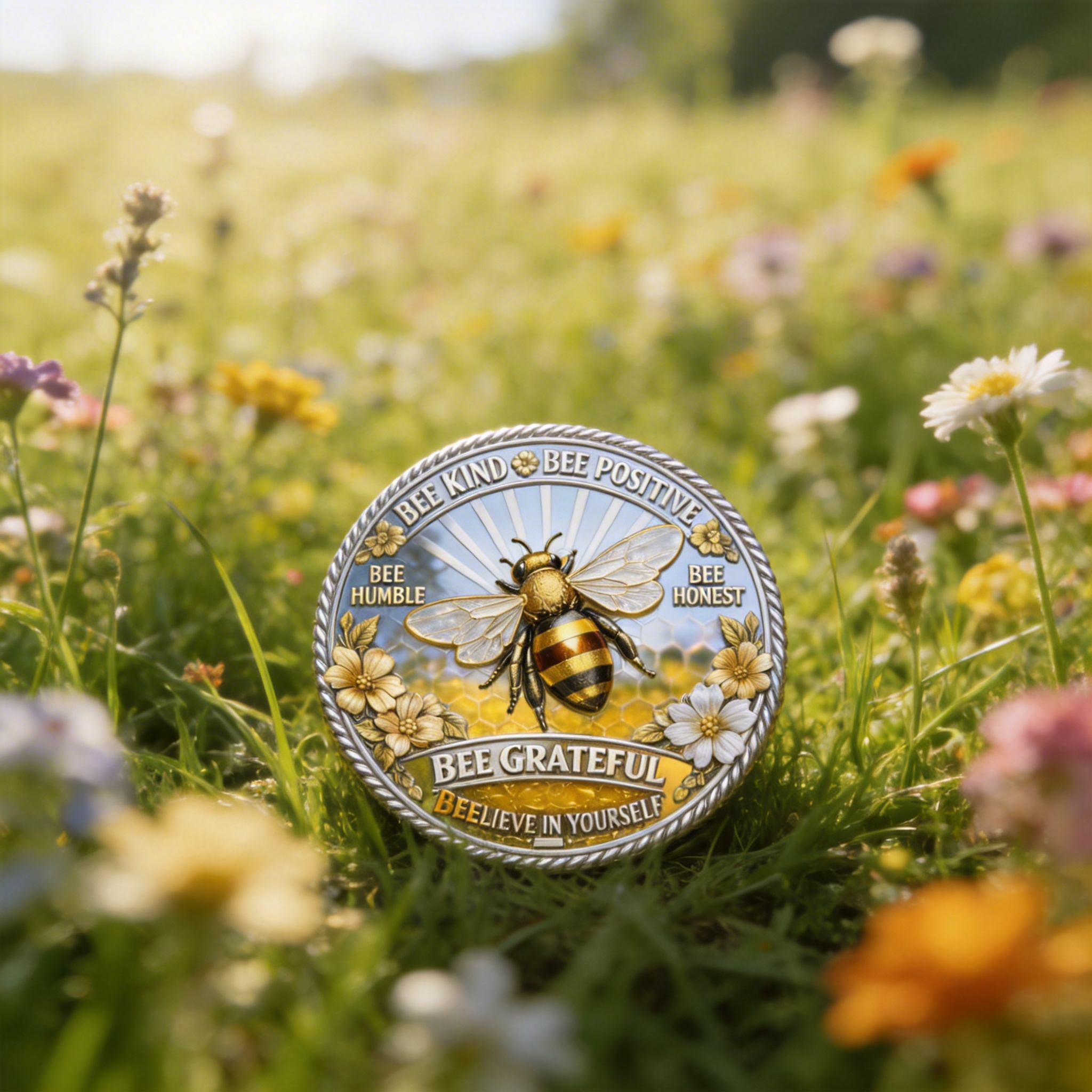 🐝Bee Kind Bee Positive – Inspirational Bee Challenge Coin