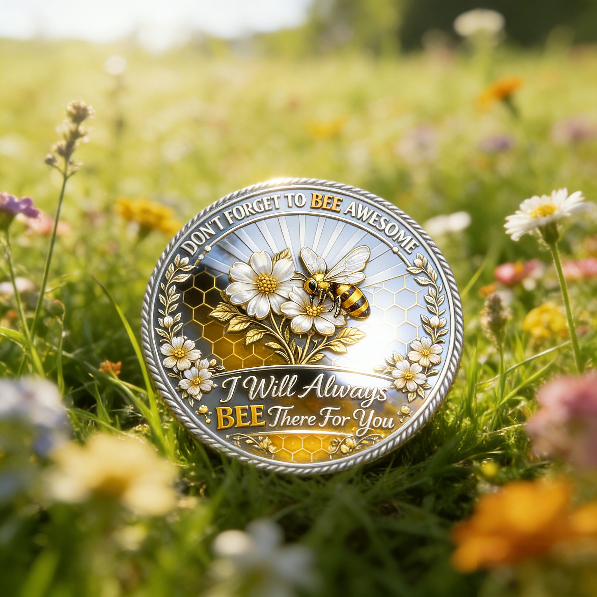 🐝Bee Kind Bee Positive – Inspirational Bee Challenge Coin