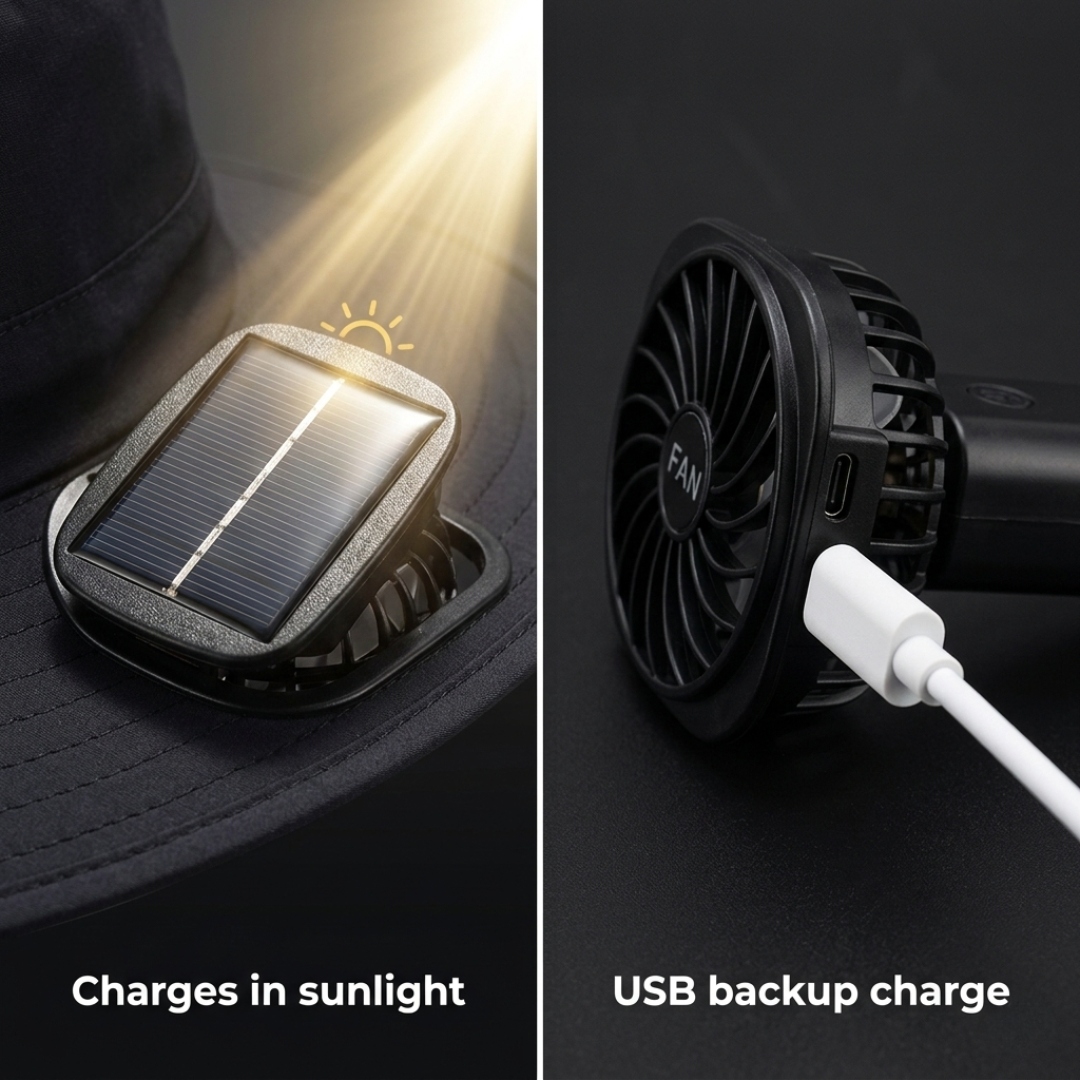 🔥Last Day Clearance Sale - 50% OFF🎄 Wide Brim Solar Fan Outdoor Fishing Hat-Solar & USB Charging-Buy 2 Free Shipping
