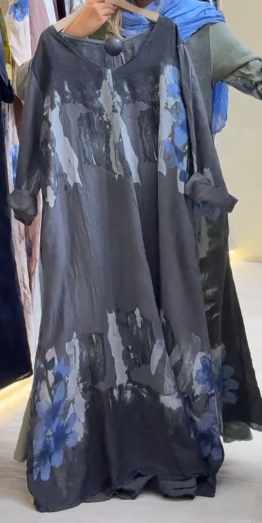 V-neck digital print short-sleeved casual dress