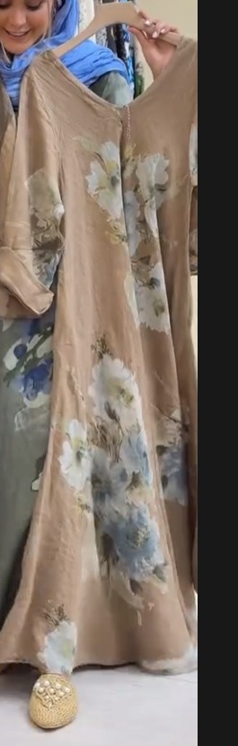 V-neck digital print short-sleeved casual dress