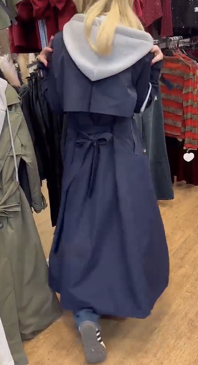 Women's Hooded Lapel Fake Two-piece Casual Long Trench Coat