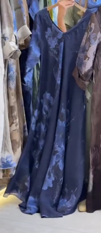 V-neck digital print short-sleeved casual dress