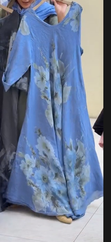 V-neck digital print short-sleeved casual dress