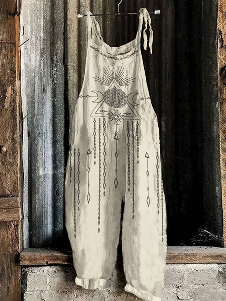 Tribal Stars And Moon Retro Art Print Jumpsuit