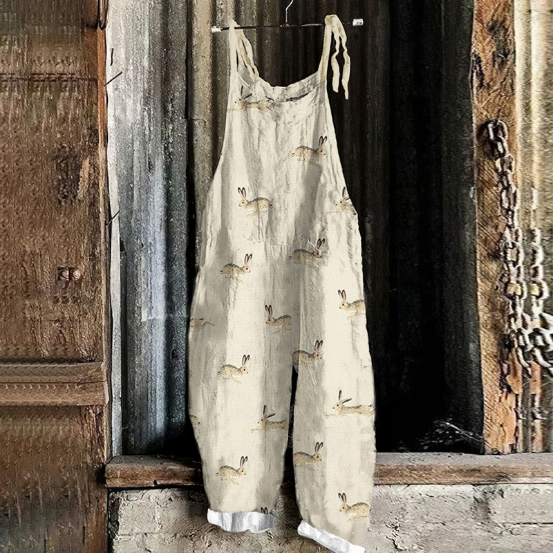 Rabbit Print Loose Casual Jumpsuit