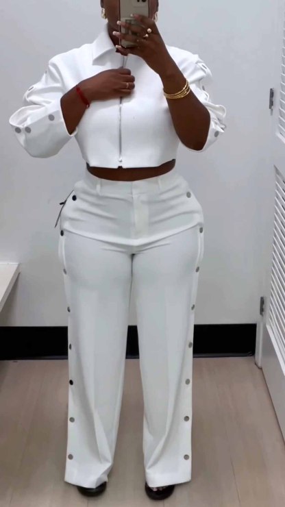 European and American women's large size white suit