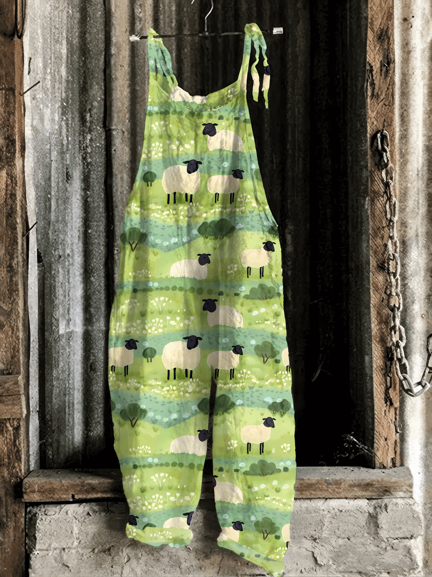 Farm Sheep Print Casual Jumpsuit