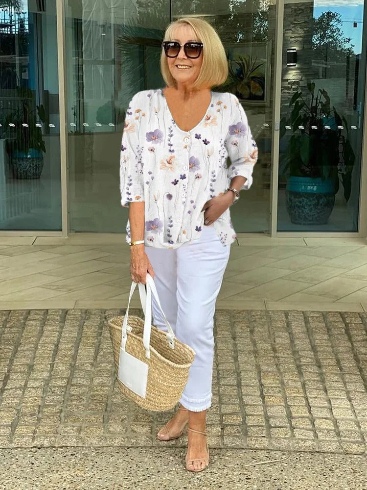 Cotton and Linen Floral Top