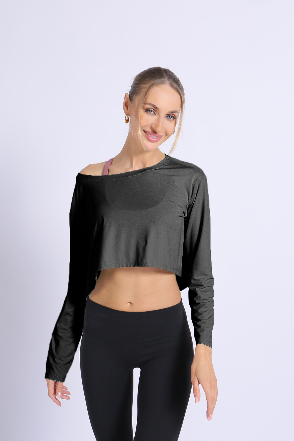 NUCBN® Nylon Jade Jacquard Sports Cover-up T-shirt Women Running Fitness Loose Pilates Training Yoga Long Sleeve Top