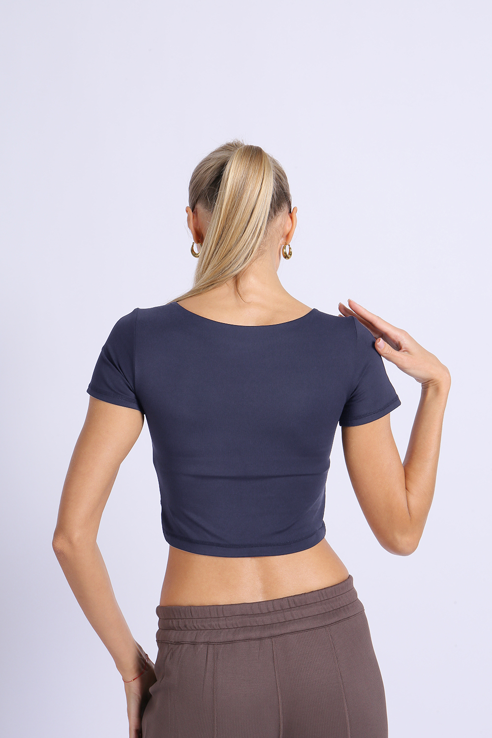 NUCBN® Nude hollow navel-exposing sports short-sleeved quick-drying tight yoga suit