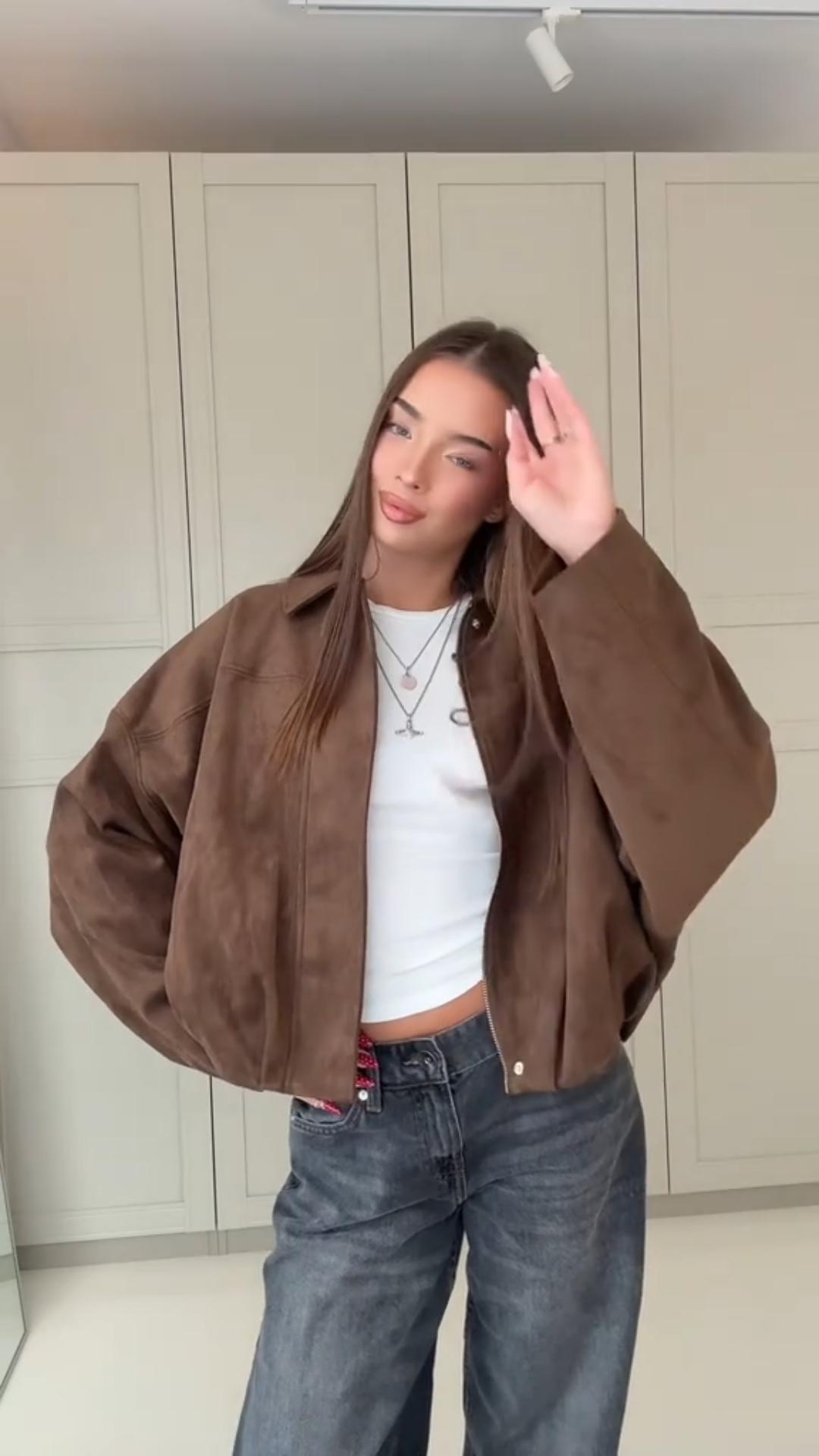 🤎 Chic Brown Suede Jacket — Effortless Street Style Essential