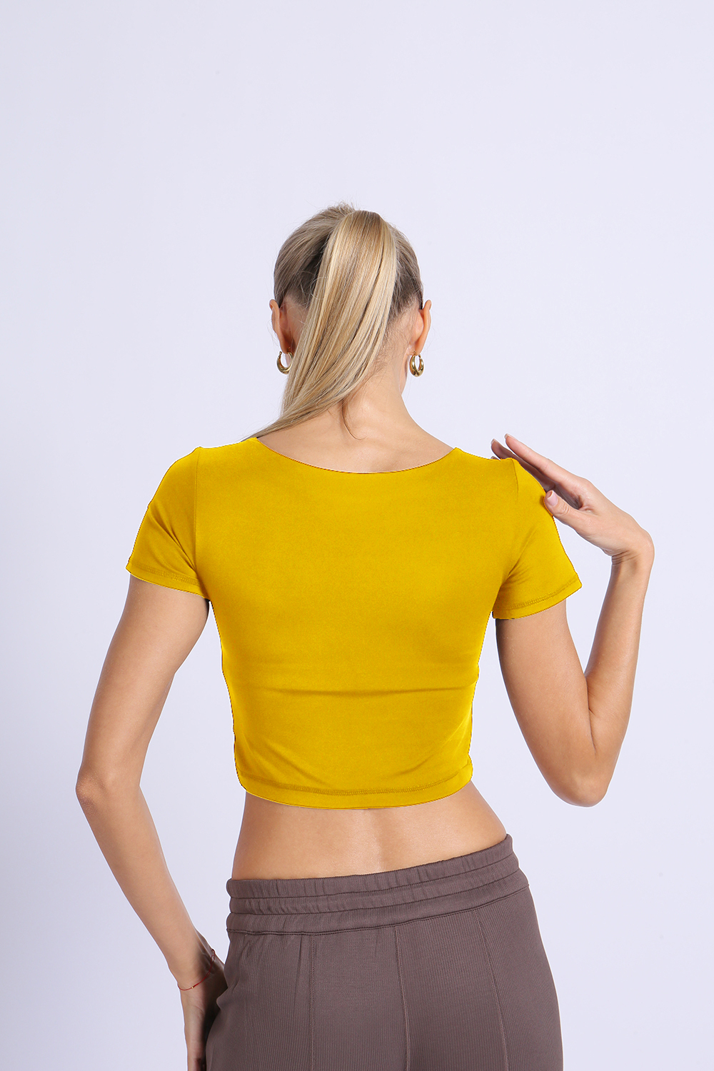 NUCBN® Nude hollow navel-exposing sports short-sleeved quick-drying tight yoga suit