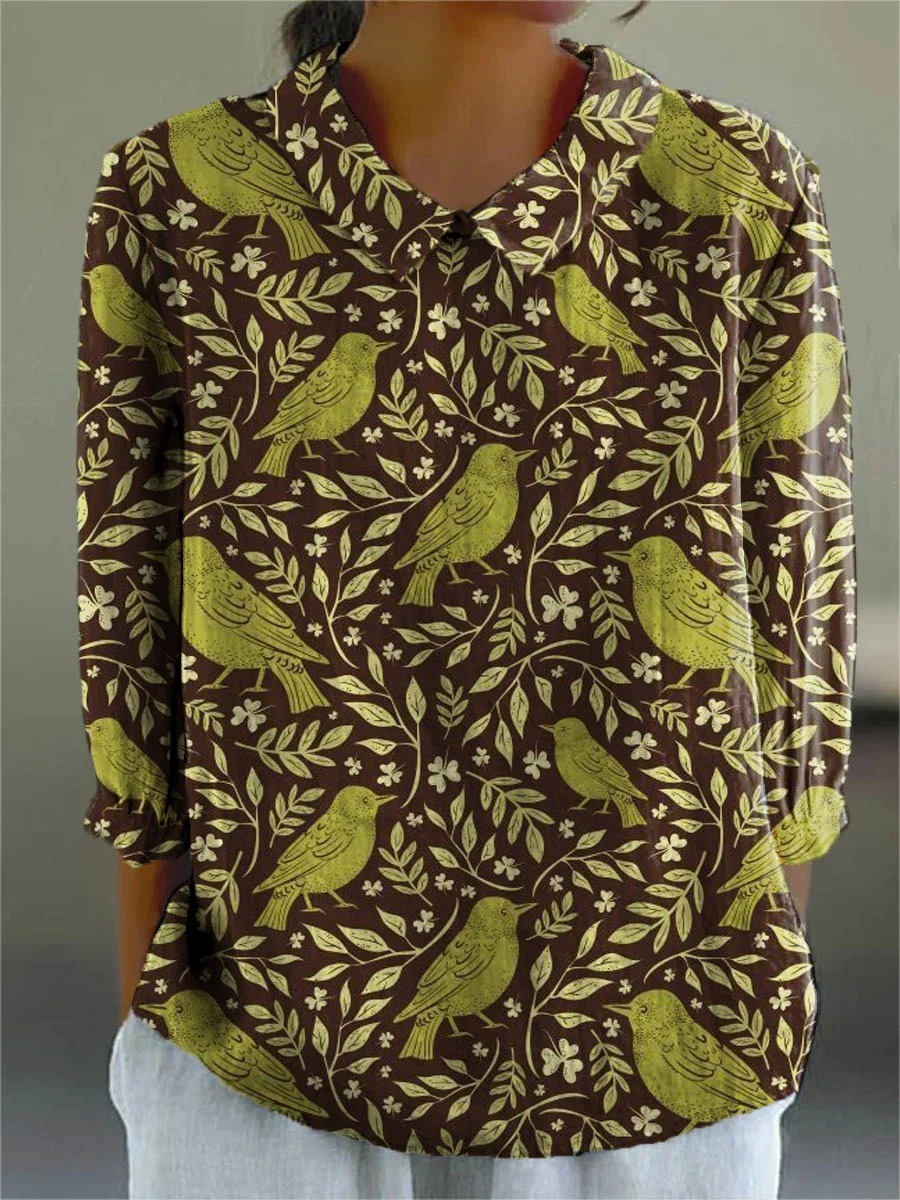 Women's Vintage Abstract Geometry Art Print Casual Cotton And Linen 3/