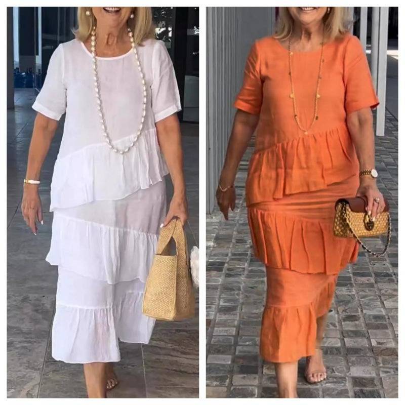 [S-3XL]💖Cotton Linen Short Sleeve Dress