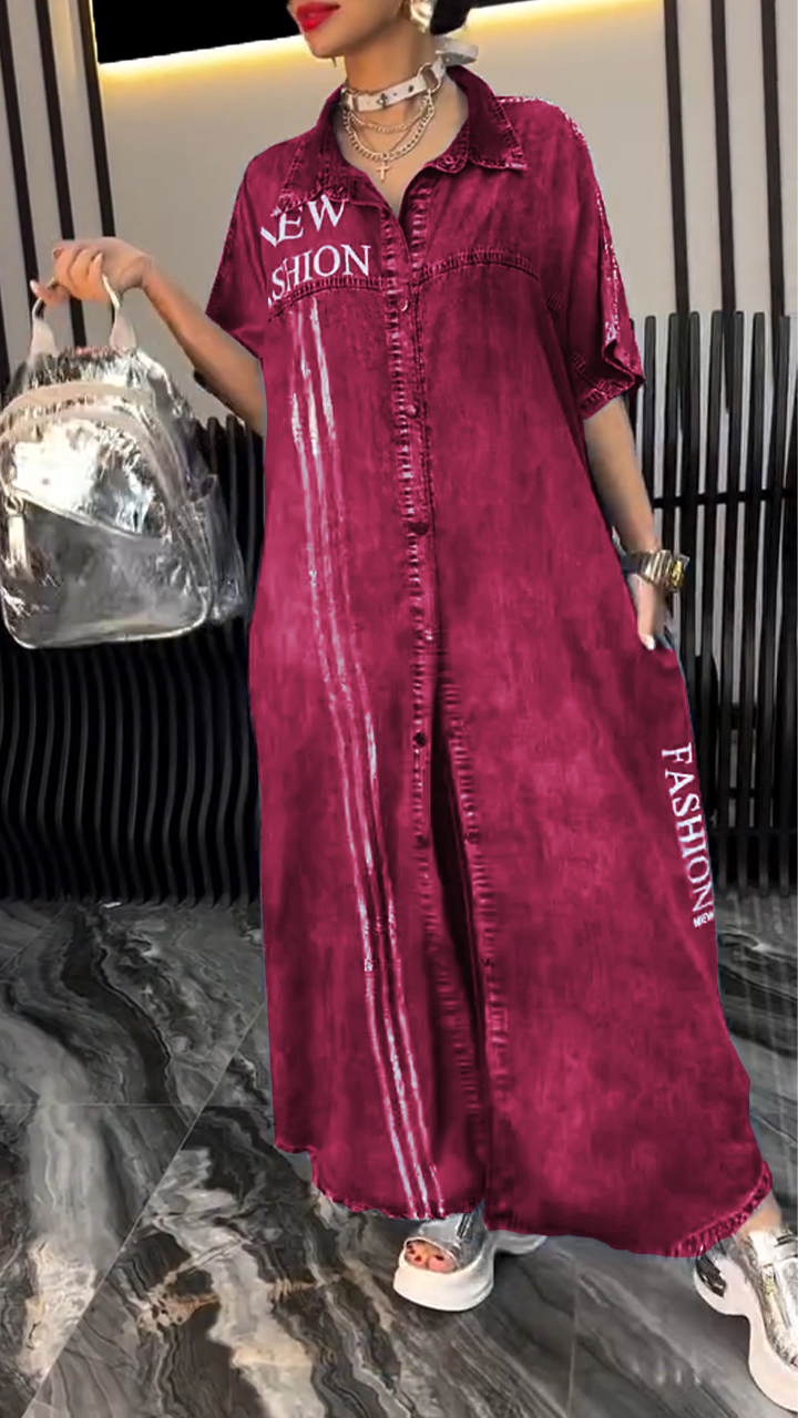 Women's Lapel Tencel Denim Comfortable and Fashionable Dress