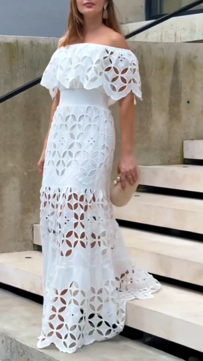 Women's One-shoulder Hollow Stitching Elegant Dress